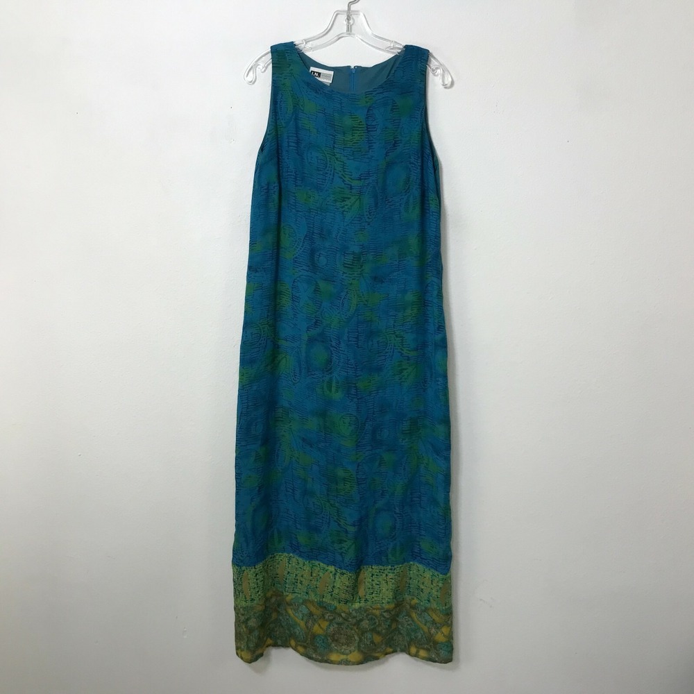 Vintage I.N. Studio Midi Dress Multicolor Geometric Sleeveless Polyester Size M